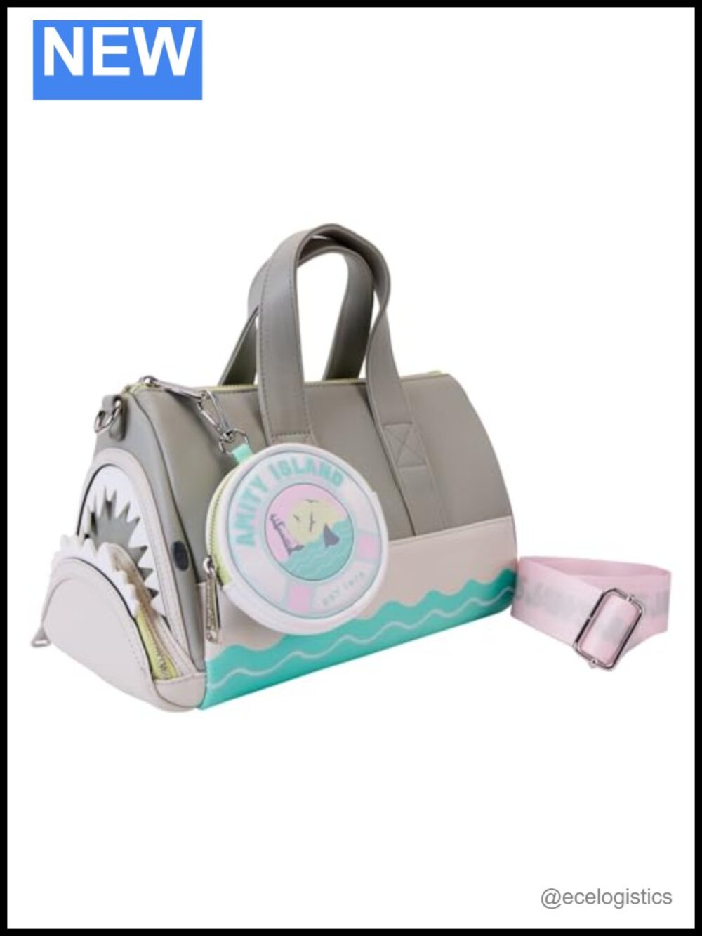 Loungefly Jaws Crossbody Bag with Coin Bag, Faux Leather, Zipper Closure,